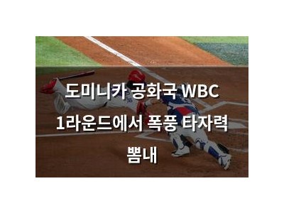 도미니카 공화국 WBC 1라운드에서 폭풍 타자력 뽐내
