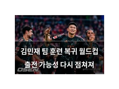 김민재 팀 훈련 복귀 월드컵 출전 가능성 다시 점쳐져