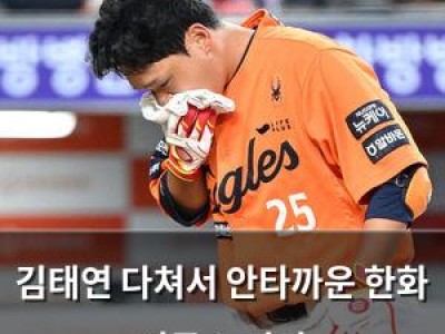 김태연 다쳐서 안타까운 한화 이글스 경기