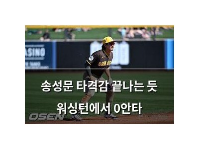 송성문 타격감 끝나는 듯 워싱턴에서 0안타
