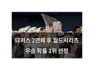 다저스 2연패 후 월드시리즈 우승 확률 1위 선정